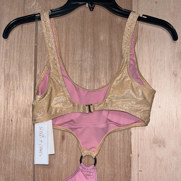 Salt + Cove Precious Metals Cut Out Monokini Swimsuit, Blush Pink Sz SMALL - Picture 7 of 12